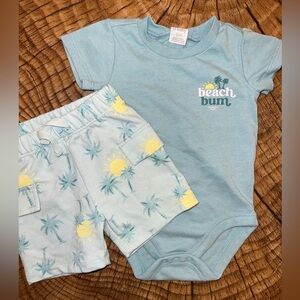 ‼️NWOT: Beach Bum Kids Matching Set - Blue and Yellow - 3M